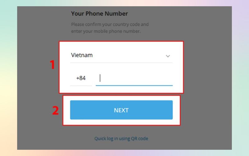 Nhập số điện thoại tài khoản Telegram trên máy tính