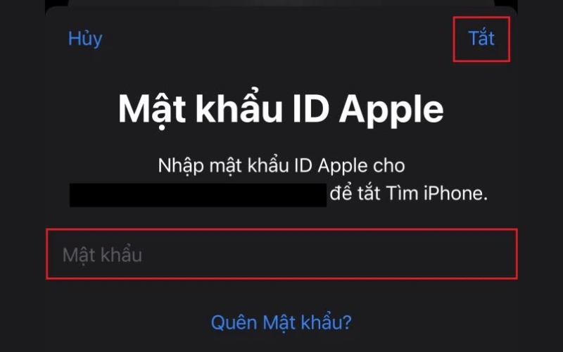 Nhập mật khẩu của ID Apple