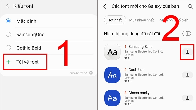 Nhấn vào mục Tải về font để tải thêm nhiều font đẹp