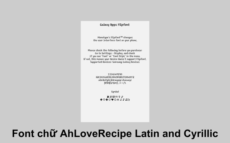 font chữ ahloverecipe latin and cyrillic