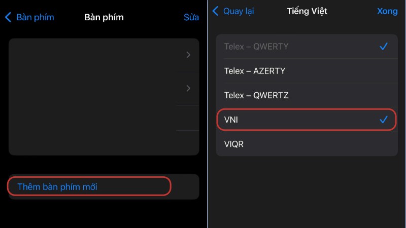 Chọn VNI > Nhấn Xong