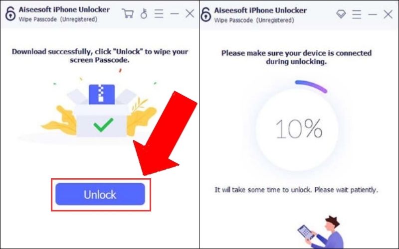 Cuối cùng, bạn hãy nhấn nút Unlock