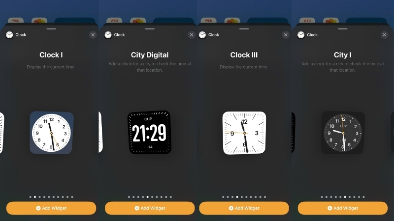 Chọn kiểu Widget đồng hồ mong muốn > Nhấn Thêm Widget (Add Widget)