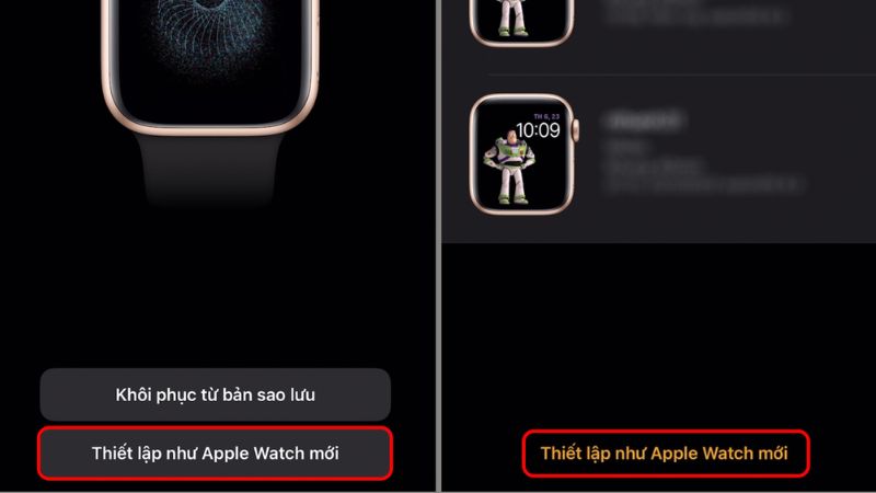 Sau khi đã khớp với camera, bạn ấn vào Thiết lập Apple Watch mới 