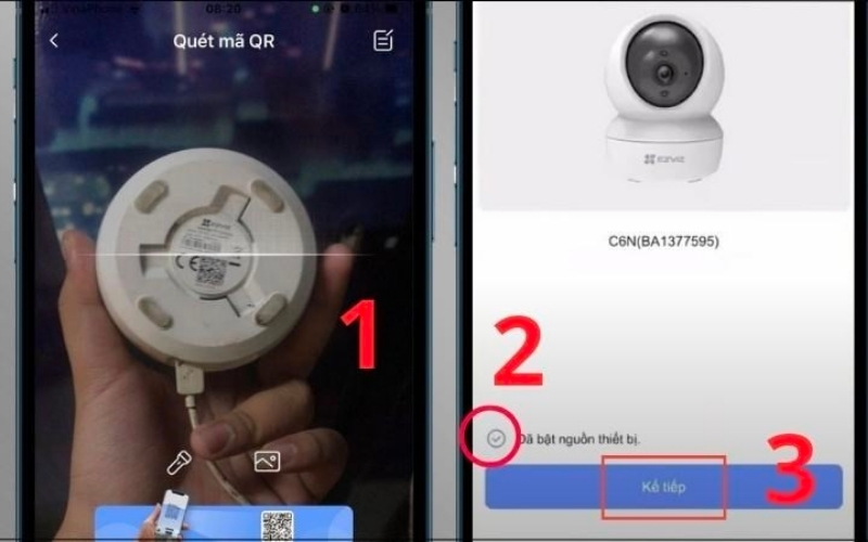 Quét mã QR dưới đáy camera Ezviz của bạn