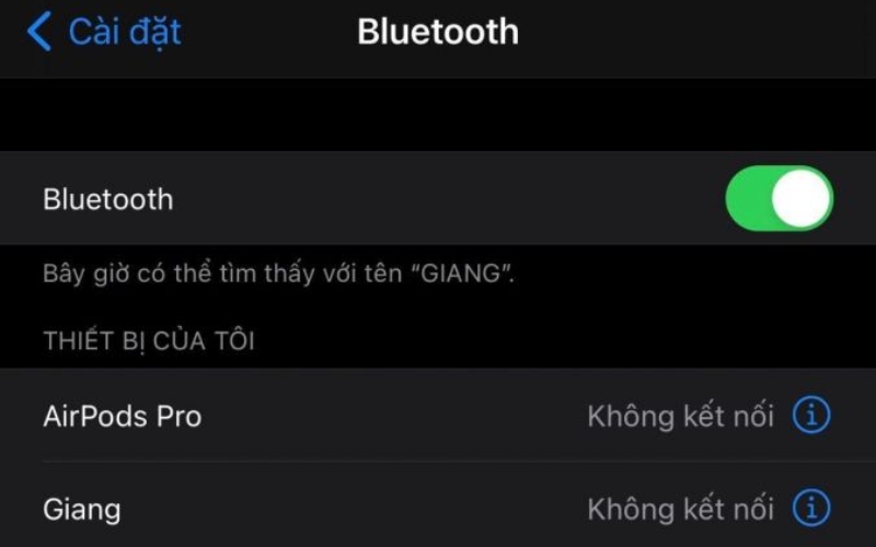 Bật Bluetooth trên iPhone bằng cách vào Cài đặt