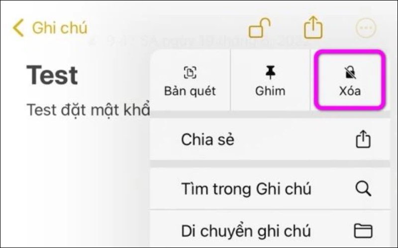 Chọn Xóa