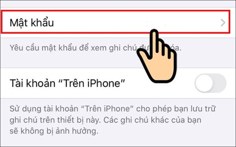 Chọn Ghi chú rồi nhấp vào Chọn Mật khẩu