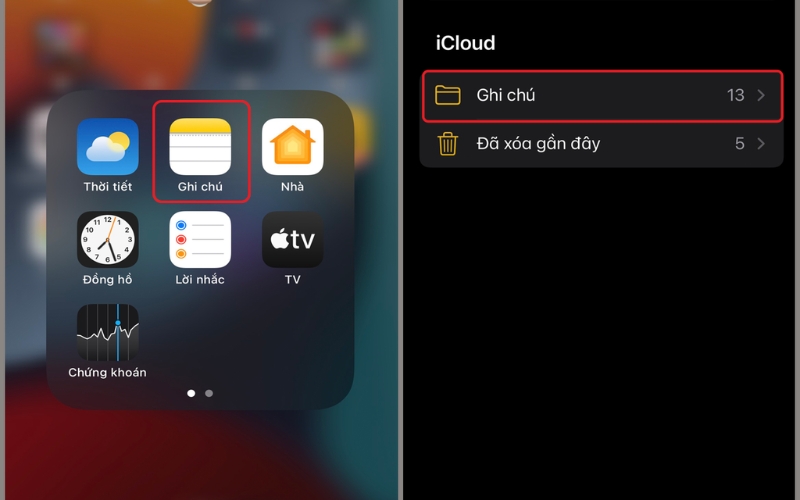 Mở ứng dụng Ghi chú trên iPhone