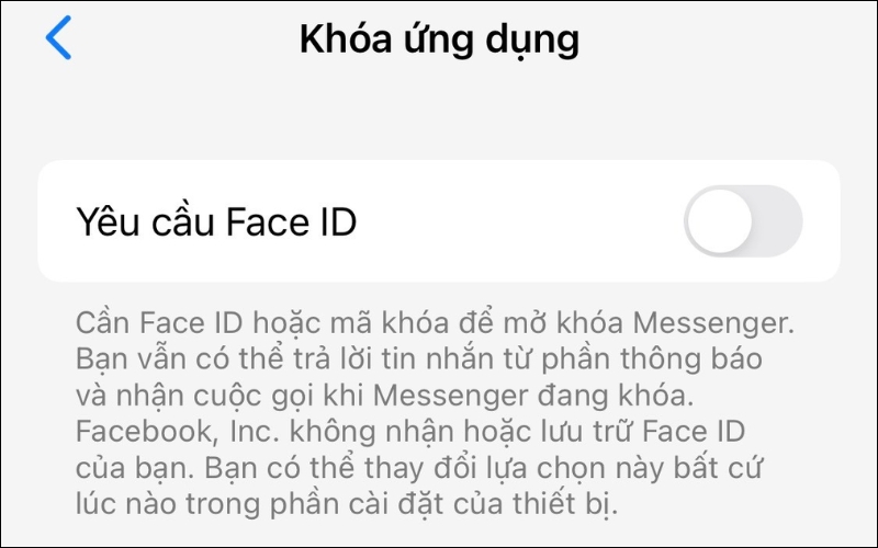 Tại mục Yêu cầu Face ID, gạt nút từ trái sang phải