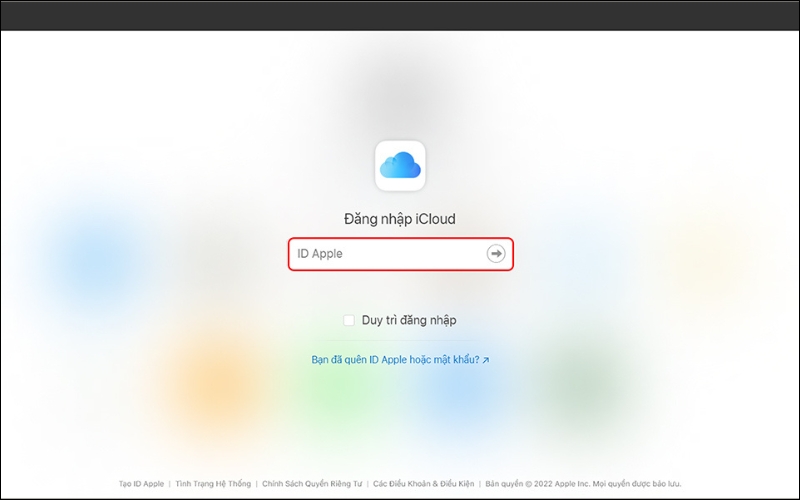  Đăng nhập iCloud bằng Apple ID