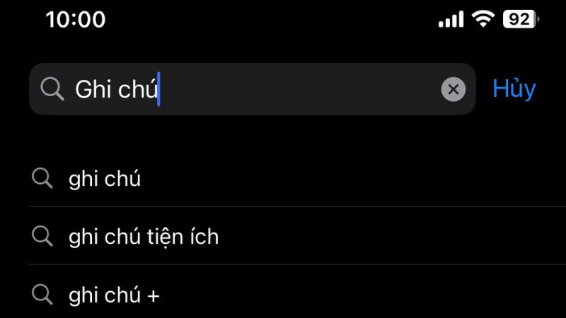 Vào tab Tìm kiếm, gõ từ khóa Ghi chú
