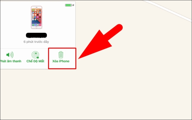 Nhấp vào Xóa iPhone trong 3 tùy chọn