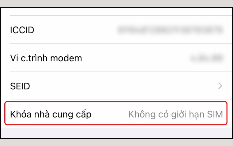 Mục này hiển thị Không có giới hạn SIM, thì đó là iPhone quốc tế
