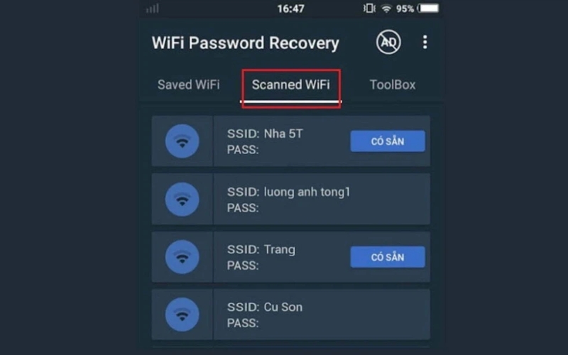 cai dat ung dung wifi passwword recovery