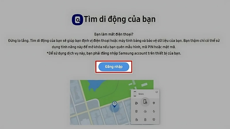  Đăng nhập bằng tài khoản Samsung mà bạn đã đăng nhập trên điện thoại