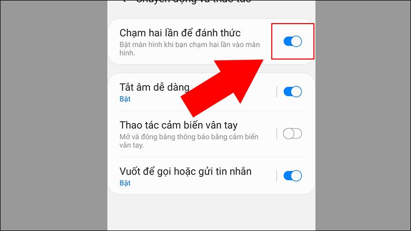 Bật tính năng Chạm hai lần để đánh thức