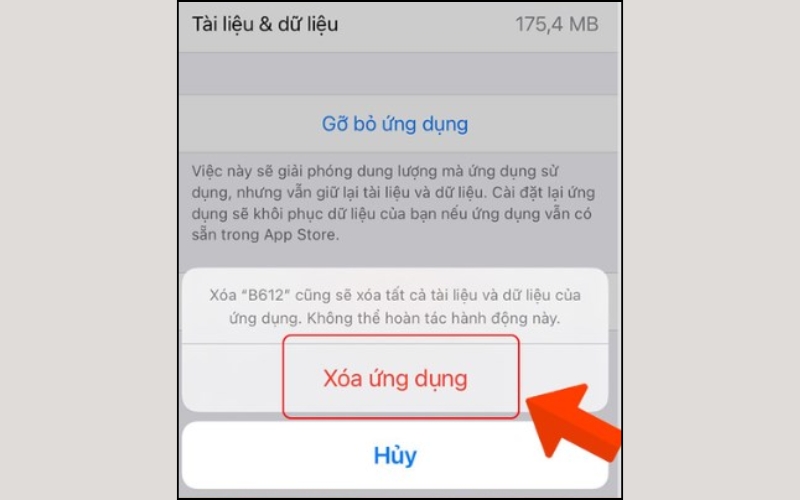 Cuối cùng, chọn Xóa ứng dụng