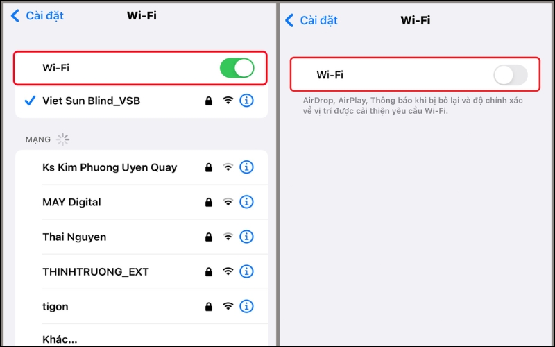 Ngắt kết nối WiFi