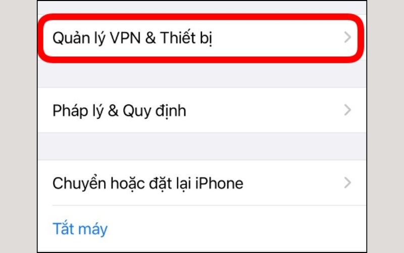 Chọn Quản lý VPN & Thiết bị