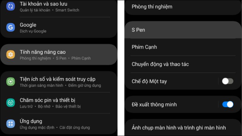 Vào Cài đặt chọn Tính năng cao cấp