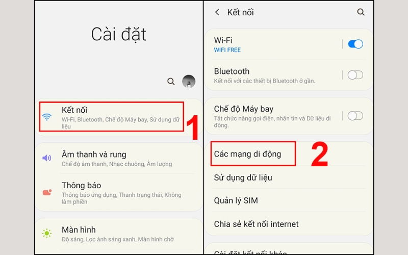 Vào mục Kết nối