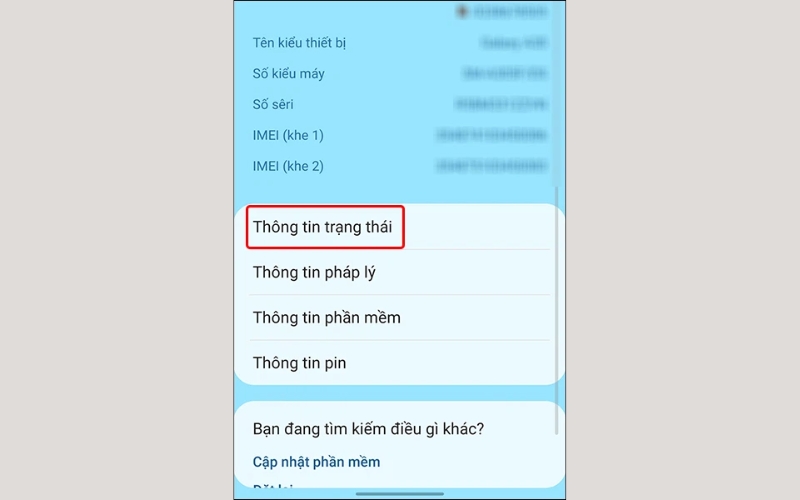 Chọn Thông tin trạng thái