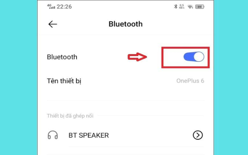 de bat che do bluetooth tren dien thoai ban gat nut tu trai sang phai nhu hinh