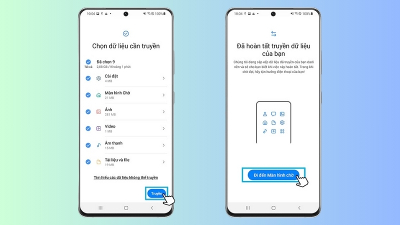 Chọn các loại dữ liệu bạn muốn chuyển