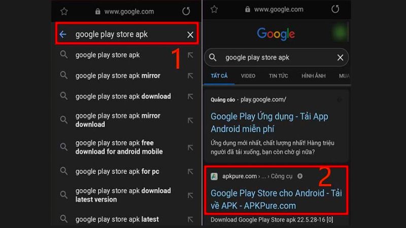 Tìm kiếm Google Play Store APK