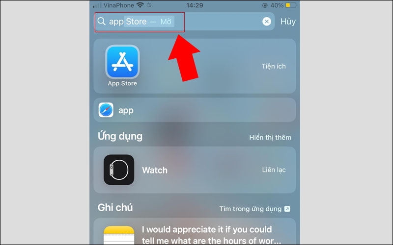 Hãy sử dụng tính năng tìm kiếm để tìm ứng dụng App Store