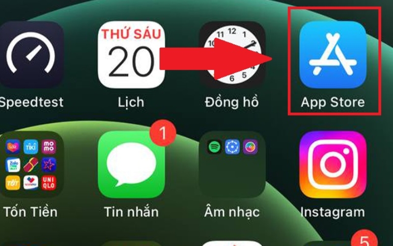 Mở ứng dụng App Store