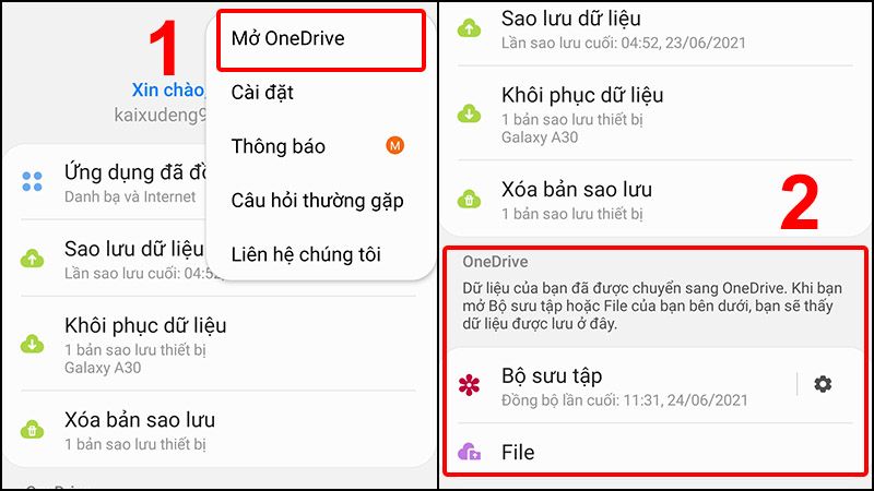 Nhấn Mở OneDrive và bắt đầu tích hợp dịch vụ