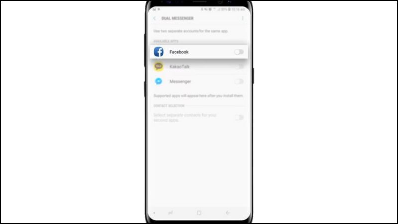 Một danh sách ứng dụng có hỗ trợ Dual Messenger sẽ hiển thị