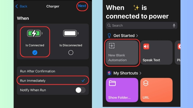 Nhấn vào Tự động hóa trống mới (New Blank Automation)