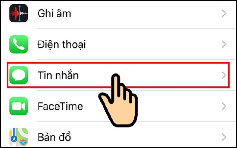 Vào Cài đặt chọn Tin nhắn