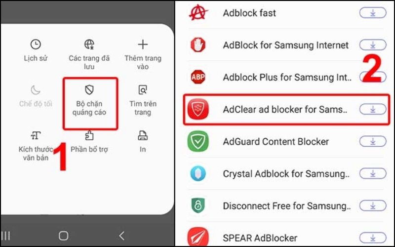 Nhấn vào Bộ chặn quảng cáo và tải ứng dụng chặn quảng cáo