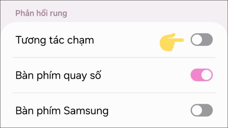 Tắt tùy chọn Rung bàn phìm