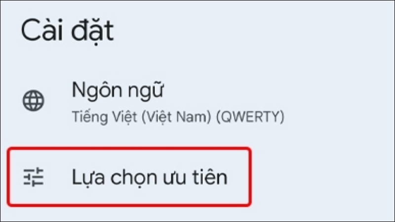 Chọn Lựa chọn ưu tiên