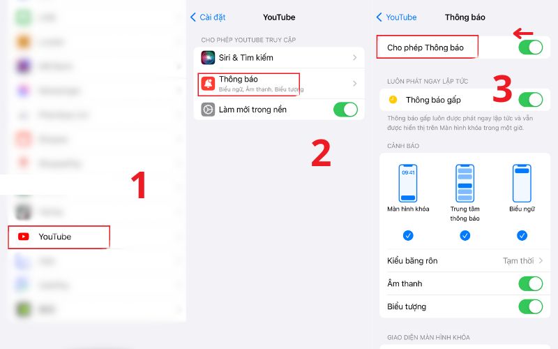 Các bước thực hiện thao tác tắt thông báo Youtube