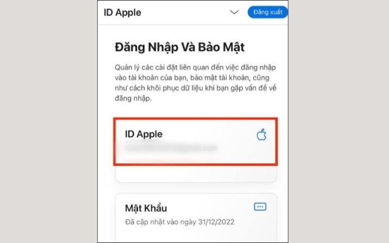 Trong mục Tài khoản, sau đó chọn vào mục ID Apple