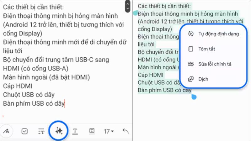 Nhấn vào biểu tượng Galaxy AI rồi chọn Tóm tắt