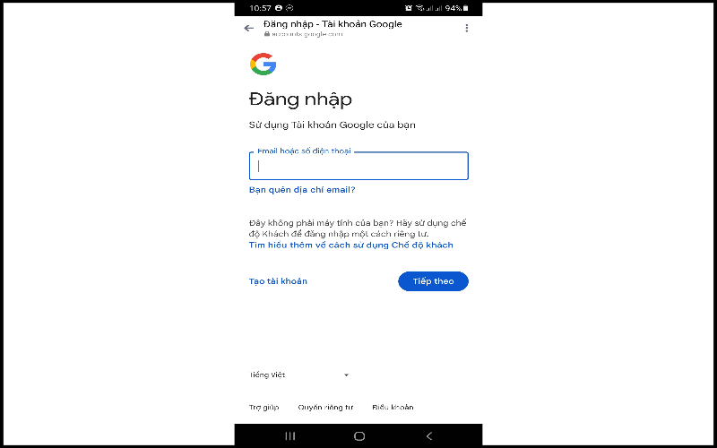 dau tien ban truy cap tai khoan google