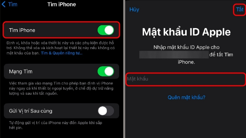 Nhập mật khẩu Apple ID của bạn để xác nhận