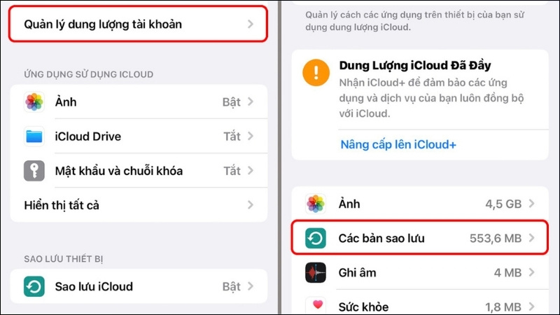 Quản lý dung lượng tài khoản (Manage Account Storage)