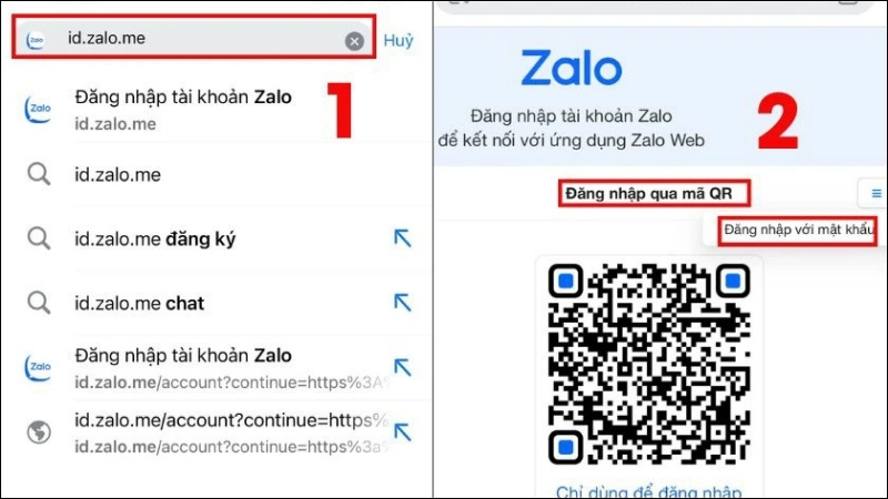 Truy cập vào đường dẫn id.zalo.me và đăng nhập bằng số điện thoại hoặc mã QR