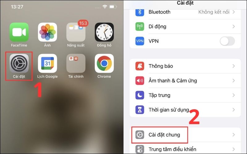 Bạn cần chọn vào Cài đặt chung 