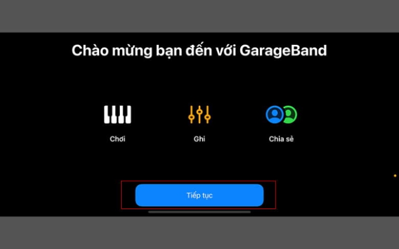 Bạn sẽ được chuyển sang ứng dụng GarageBand