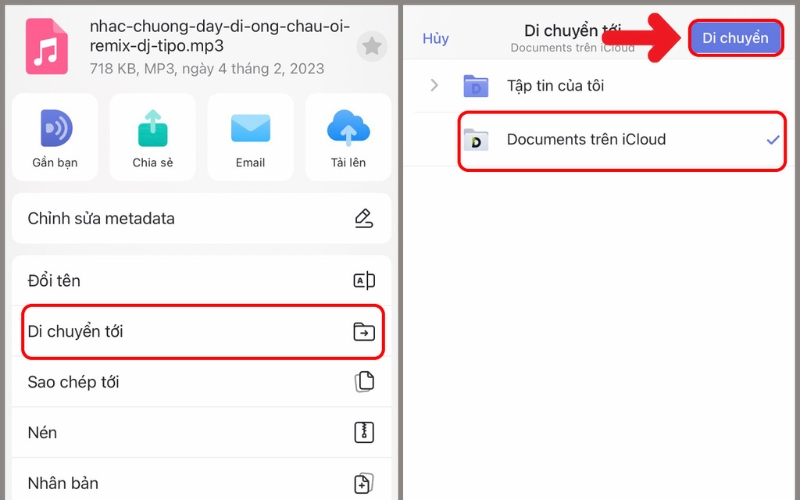 Chọn Document trên iCloud 