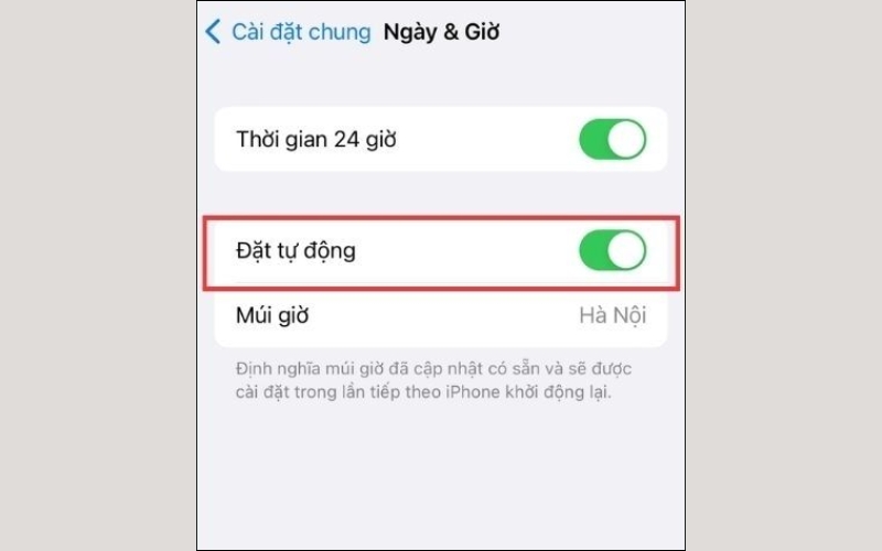 Hãy bật mục Đặt tự động